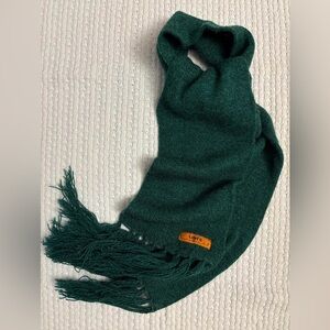 Levi's Emerald Green Vintage Rare Retro Wool Knit Scarf 6 ft. Long with Fringe.